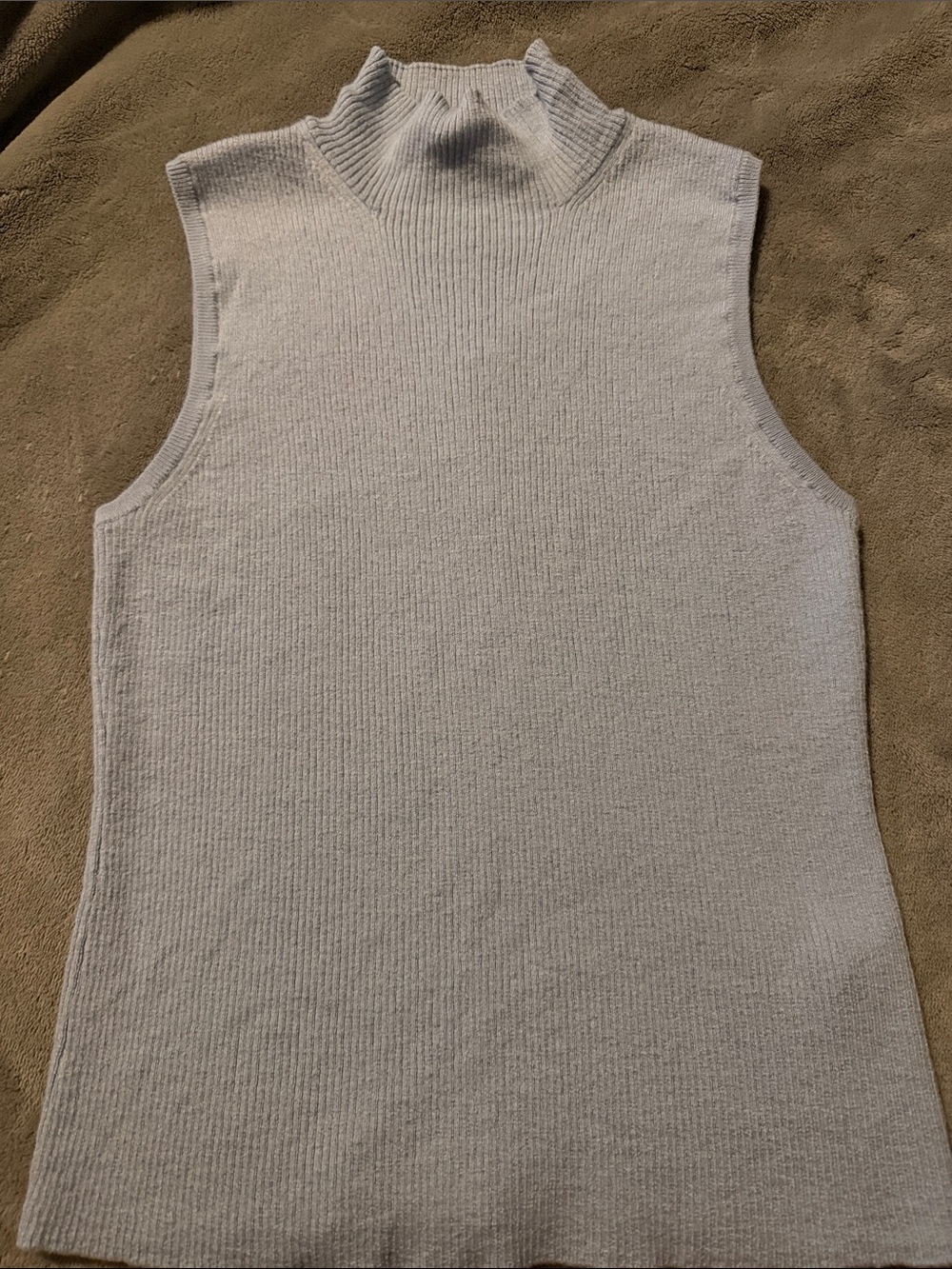 Madewell Cream Ribbed Mock Neck Sleeveless Tank